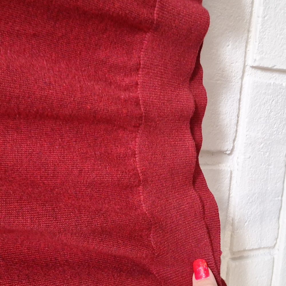 Paul Fredrick Cashmere/Silk Blend Red/Black Heathered Mockneck Sweater. Sz Med. - Picture 5 of 9